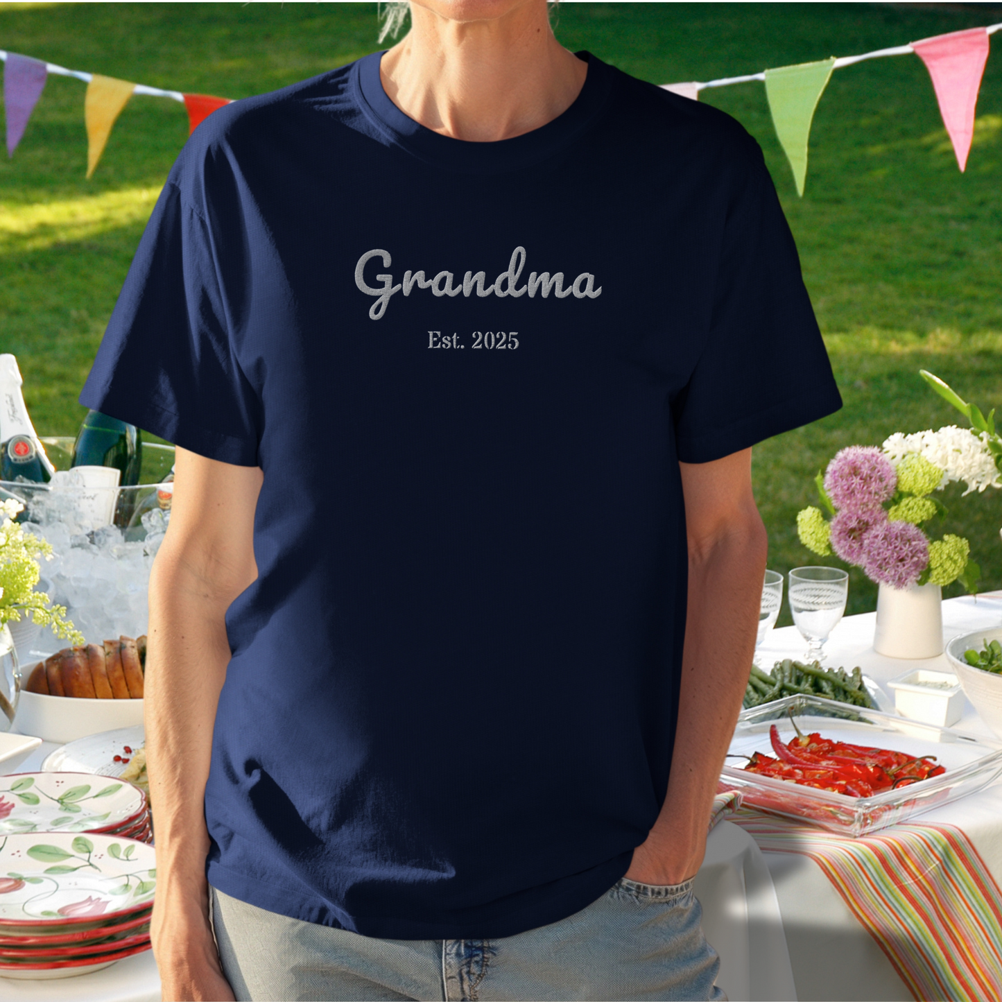 Customizable Grandma -Embroidered T-Shirt