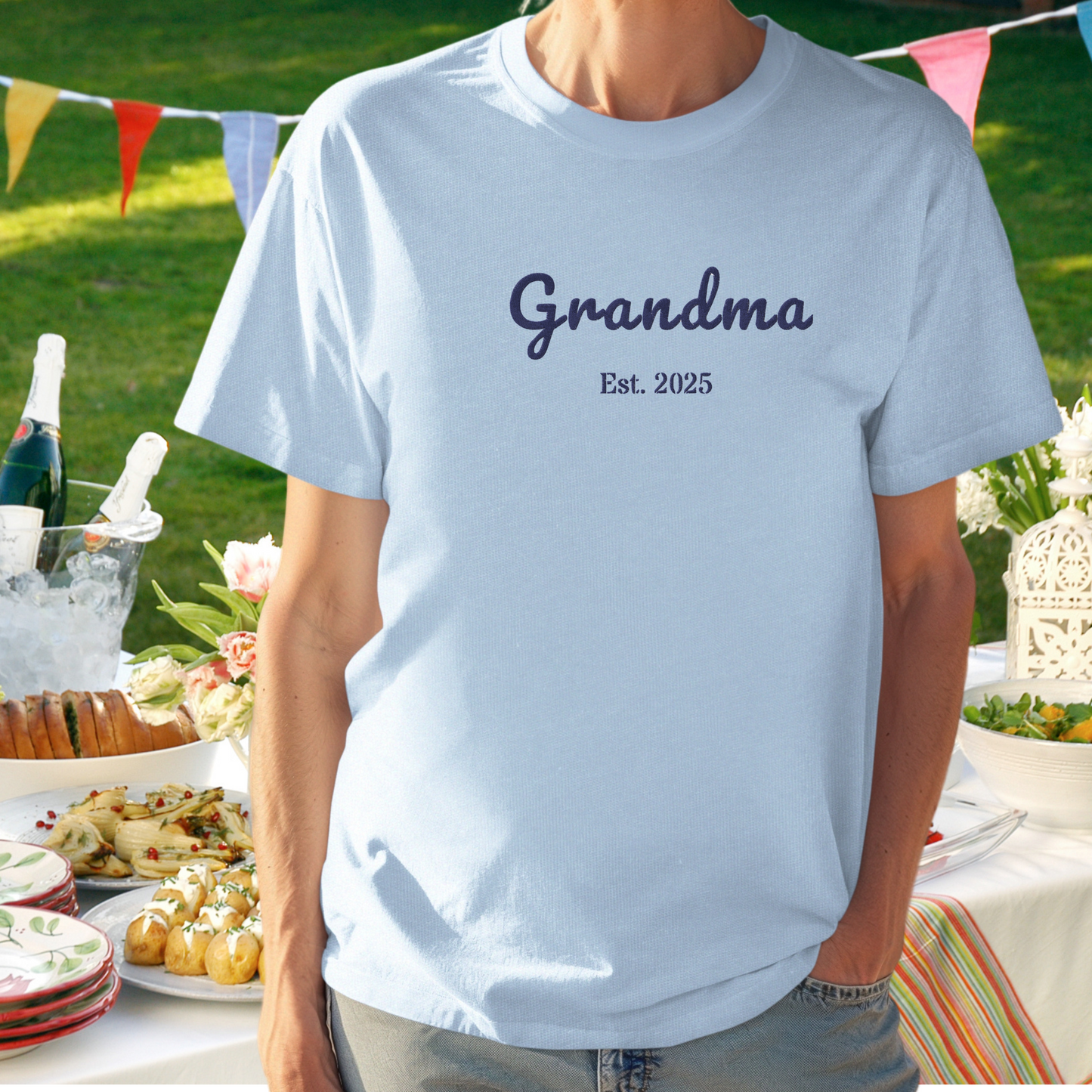 Customizable Grandma -Embroidered T-Shirt