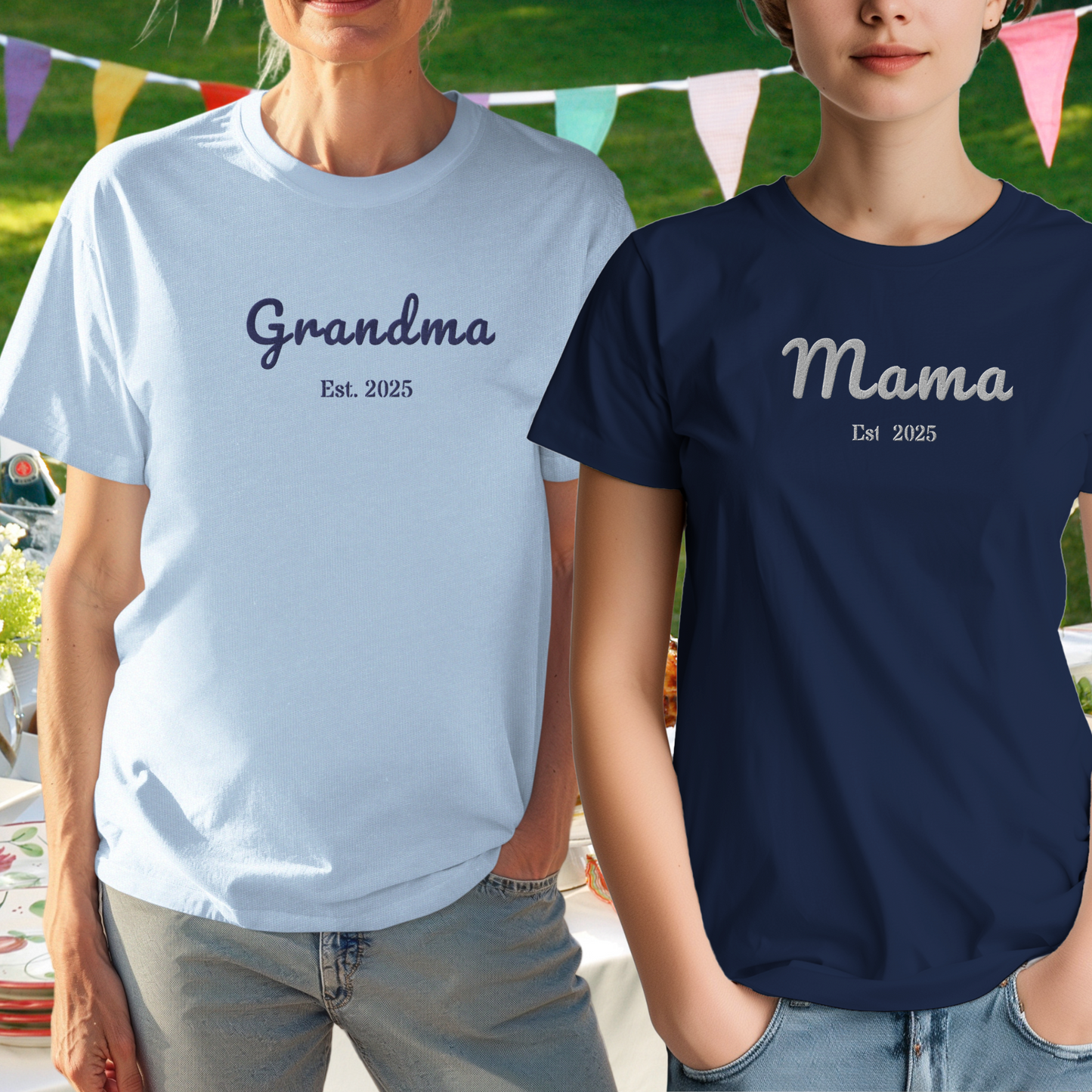 Customizable Grandma -Embroidered T-Shirt
