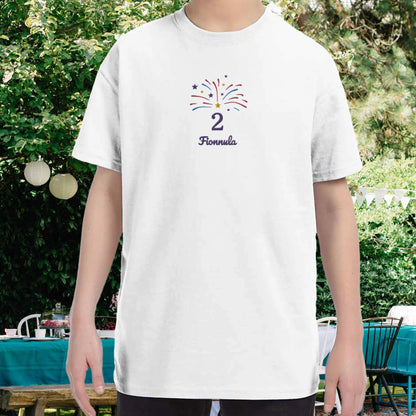 Kids fireworks Birthday Custom Embroidered T-Shirt
