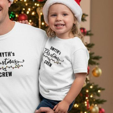 Toddlers Family Christmas Lights - Embroidered T-shirt